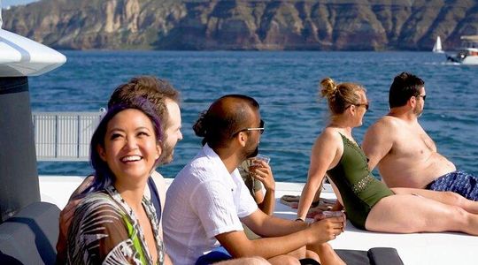 Santorini Joy Sailing Catamaran Cruise with BBQ & Drinks