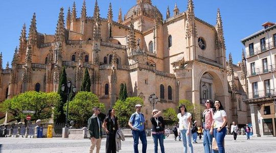 Avila with Walls and Segovia with Alcazar from Madrid