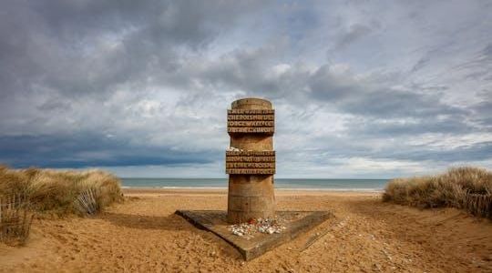 Normandy D-Day beaches with Juno Beach, bunkers and Canadian cemetery from Paris