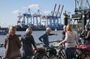 Private guided bike tour along river Elbe in Hamburg